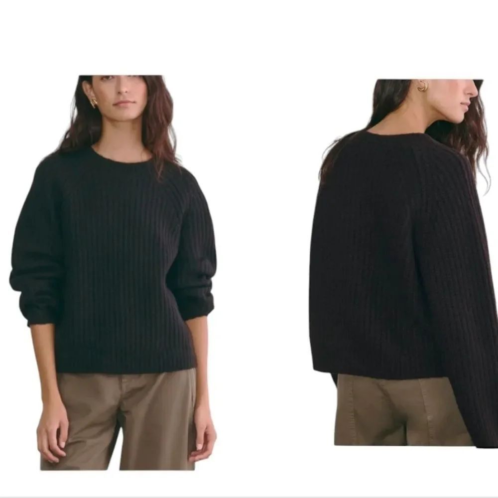 NWT Everlane The Fisherman Crew in Cloud Merino wool Alpaca Blend Black L